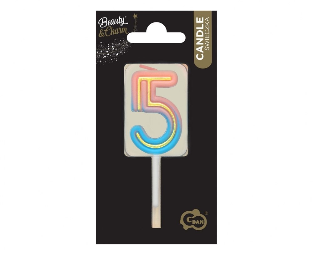 BIRTHDAY CANDLES NUMBER 5 NEON GODAN 7C-SCN5 GODAN